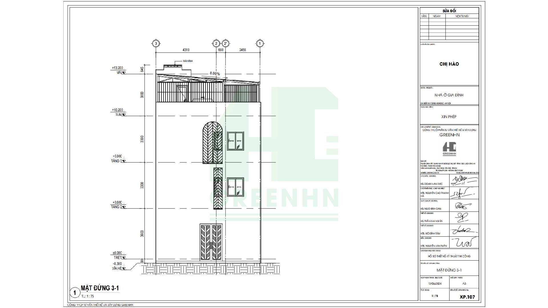 Bản vẽ xin phép xây dựng phần bản vẽ mặt đứng
