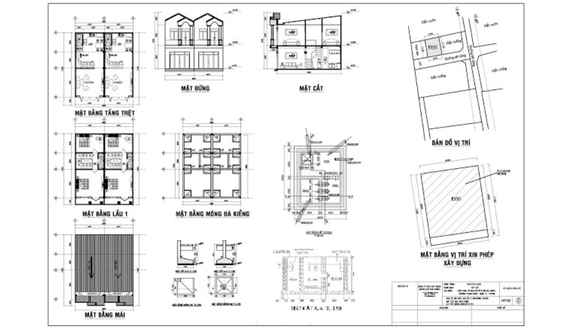 Mẫu bản vẽ xin cấp phép xây dựng nhà ở