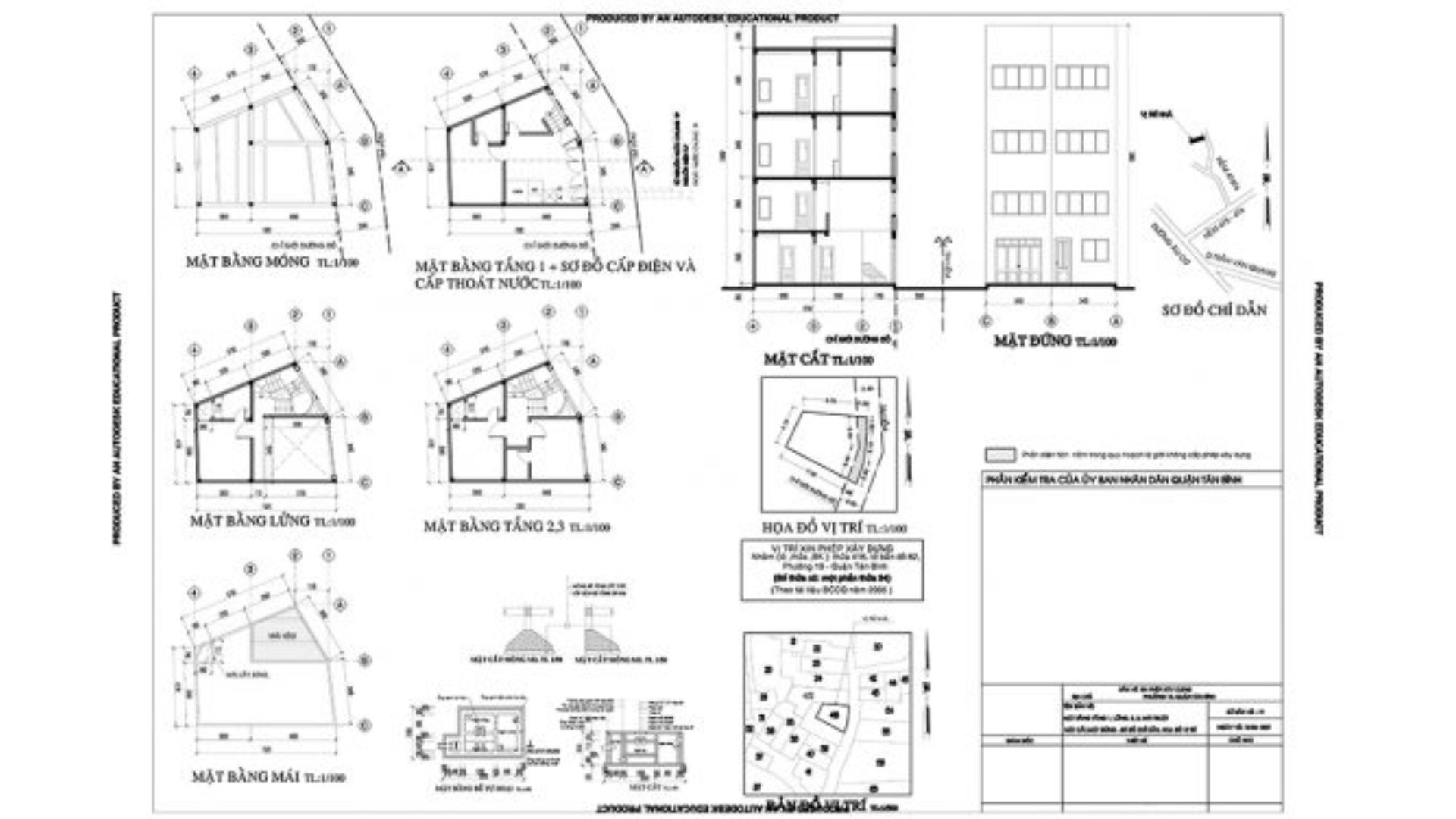 Mẫu bản vẽ xin cấp giấy phép xây dựng nhà dân dụng