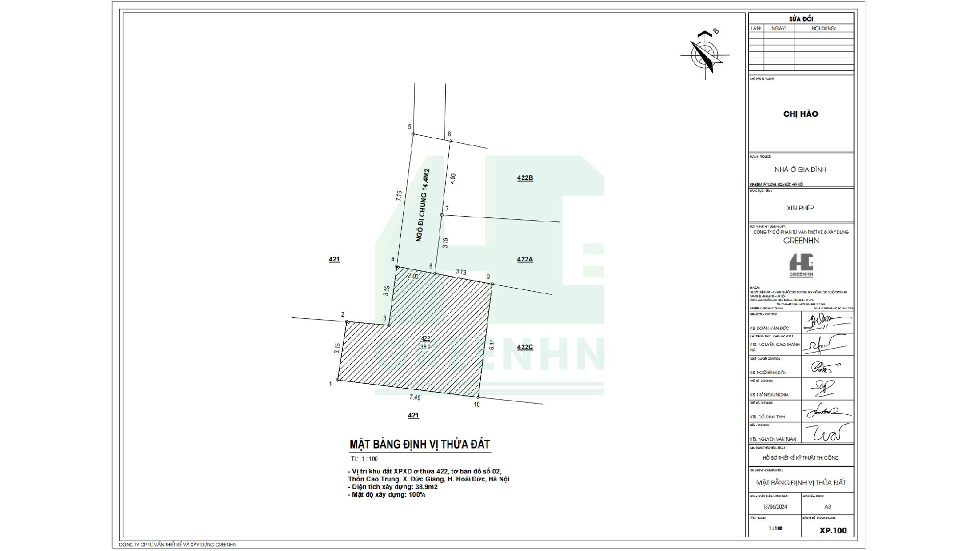 Bản vẽ xin phép xây dựng phần mặt bằng định vị thửa đất xây dựng