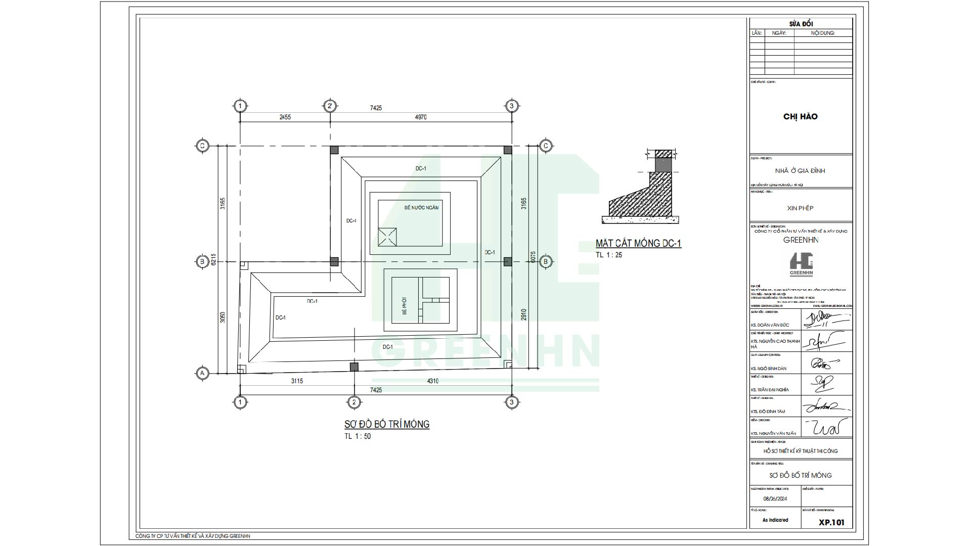 Bản vẽ xin phép xây dựng phần sơ đồ bố trí móng
