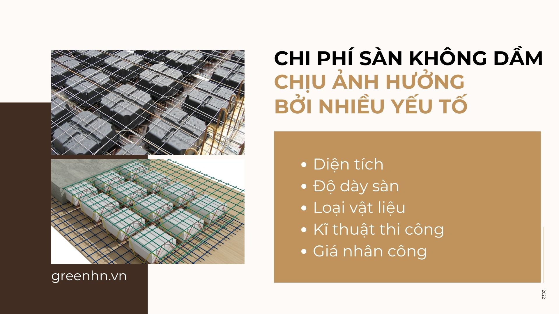 Yếu tố ảnh hưởng tới chi phí sàn phẳng không dầm