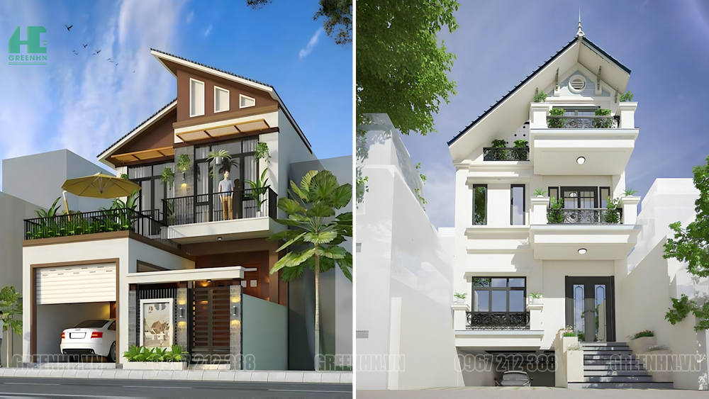 Nhà có tầng hầm nổi khang trang