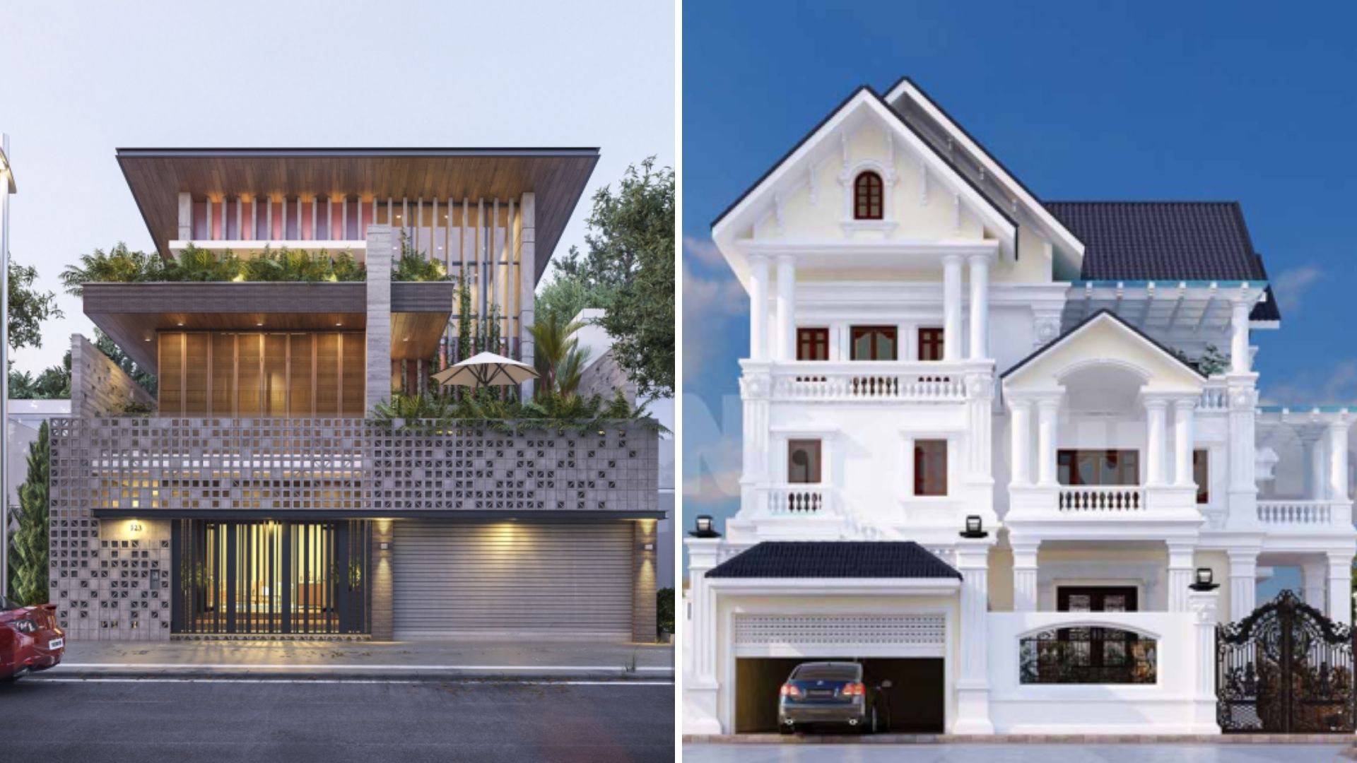 Thiết kế nhà phố tầng hầm nổi sang trọng, tiện nghi