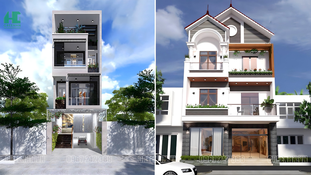 Hút mắt với mẫu nhà 4 tầng xây có hầm nổi