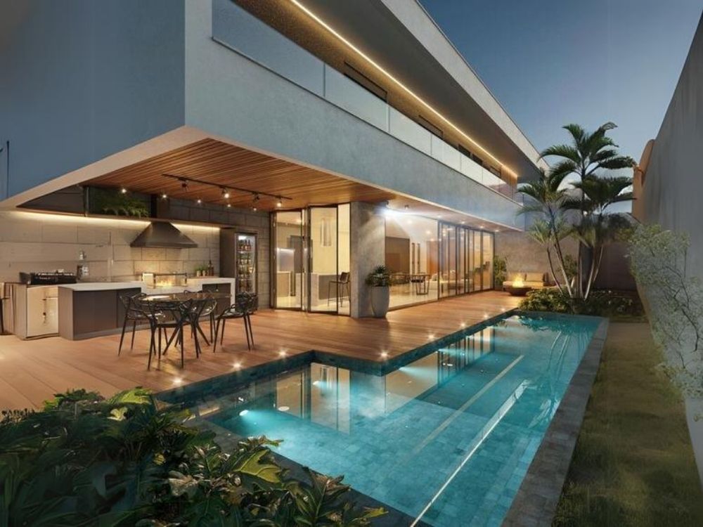 Thiết kế biệt thự có hồ bơi chữ L