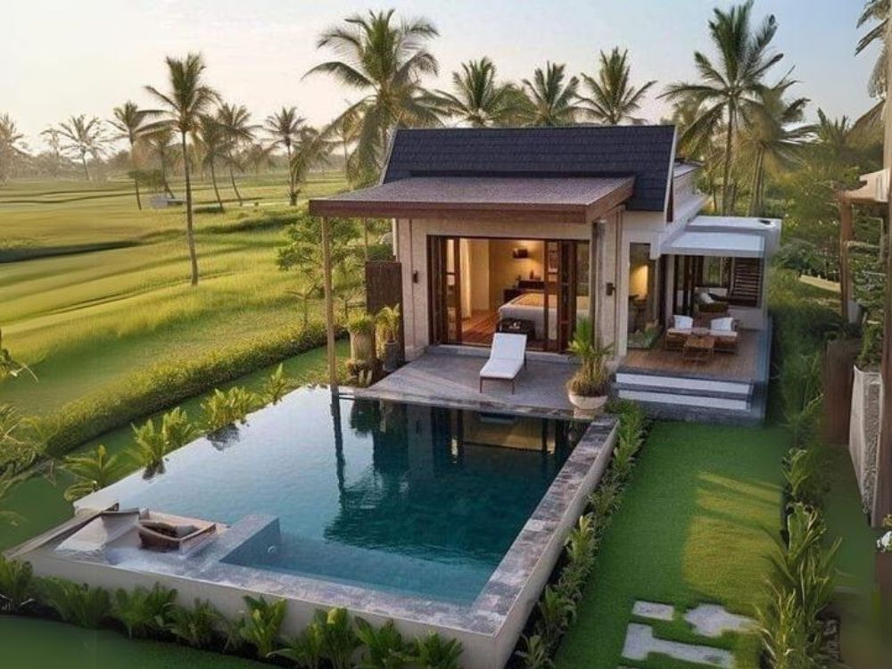 Mẫu biệt thự có bể bơi 1 tầng