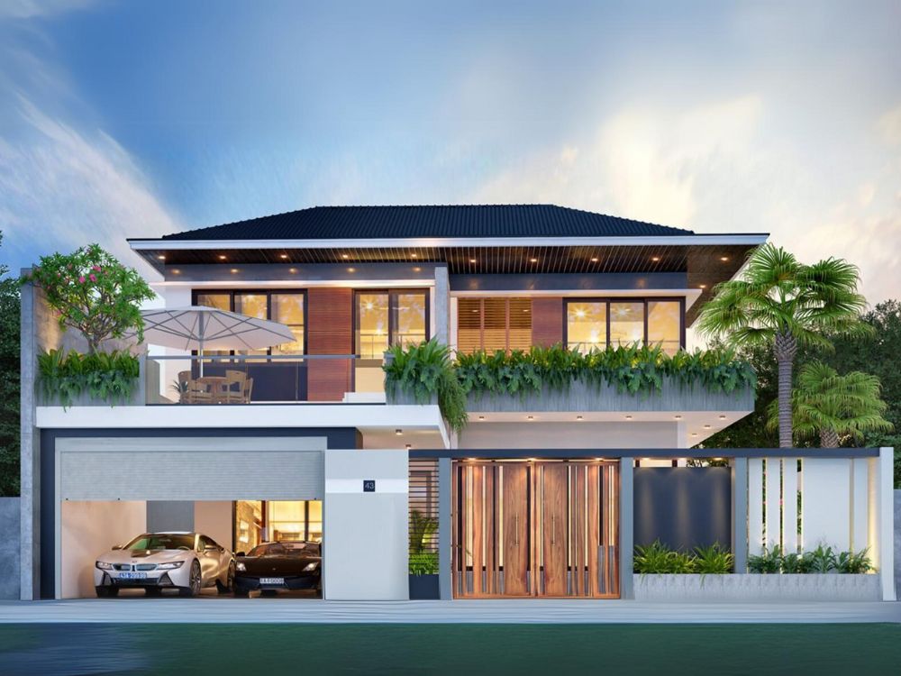 Thiết kế nhà có tầng hầm nổi 200m2