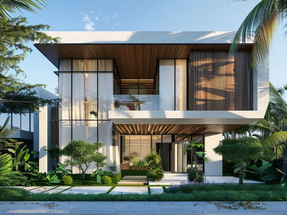Thiết kế biệt thự 2 tầng 200m2 với những đường nét phá cách mềm mại, uyển chuyển
