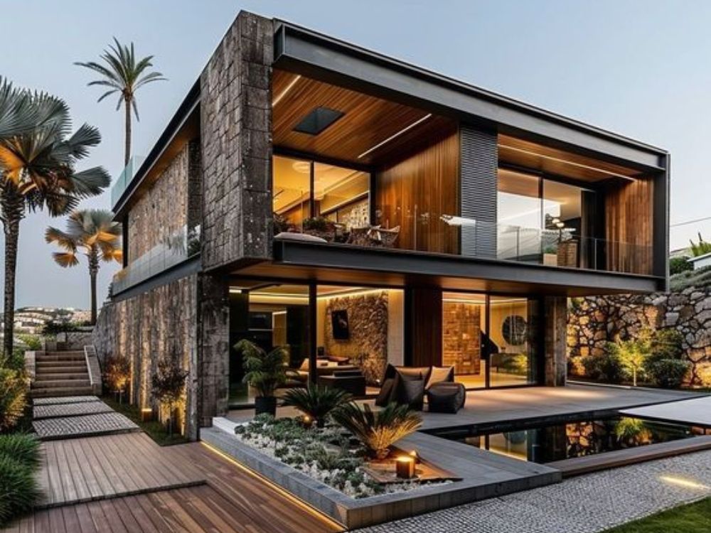 Nhà vuông 2 tầng hiện đại 200m2