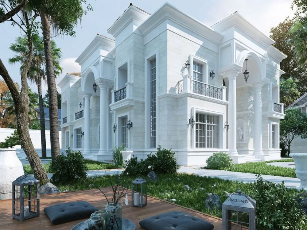 Kiến trúc nhà vườn 200m2 tân cổ điển với sắc trắng tinh khôi, thanh thoát