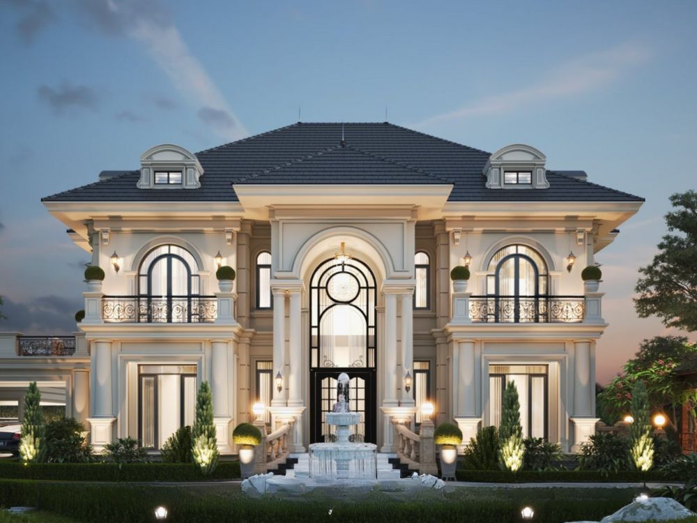 Mẫu thiết kế biệt thự 200m2 có đài phun nước