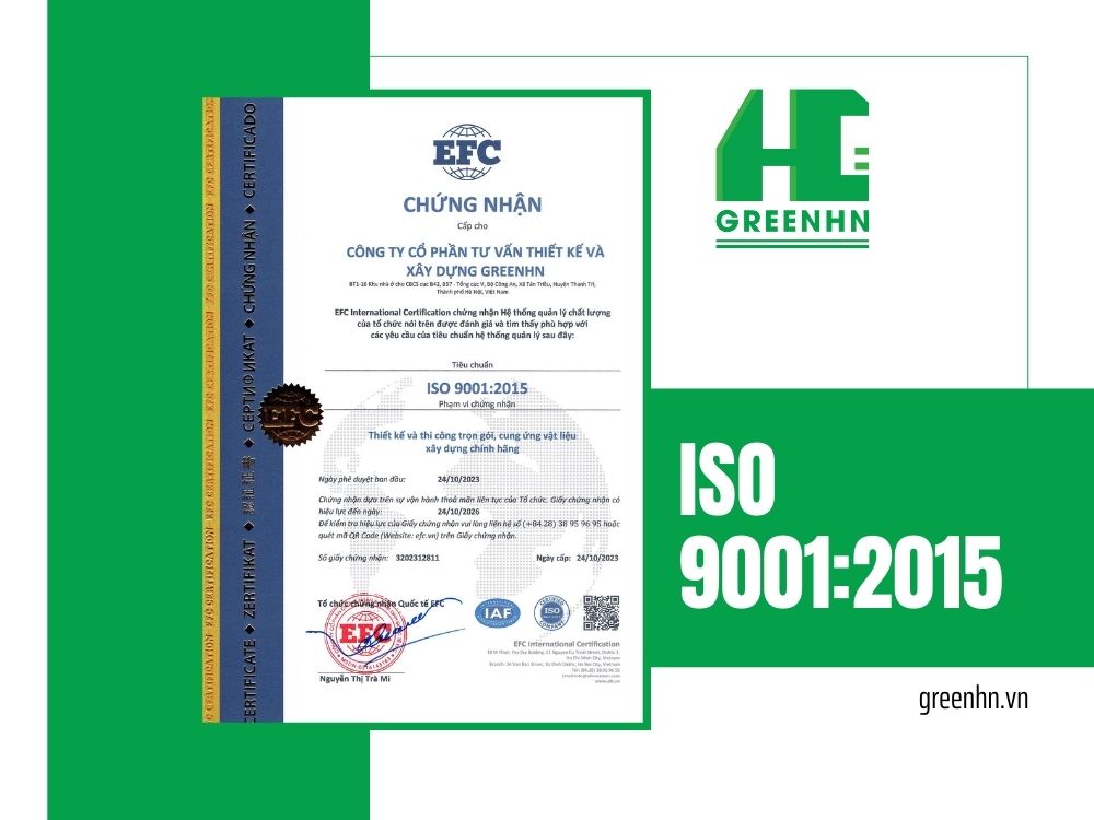 Quy trình đạt chuẩn ISO 9001:2015 khi thi công xây dựng tại GreenHN