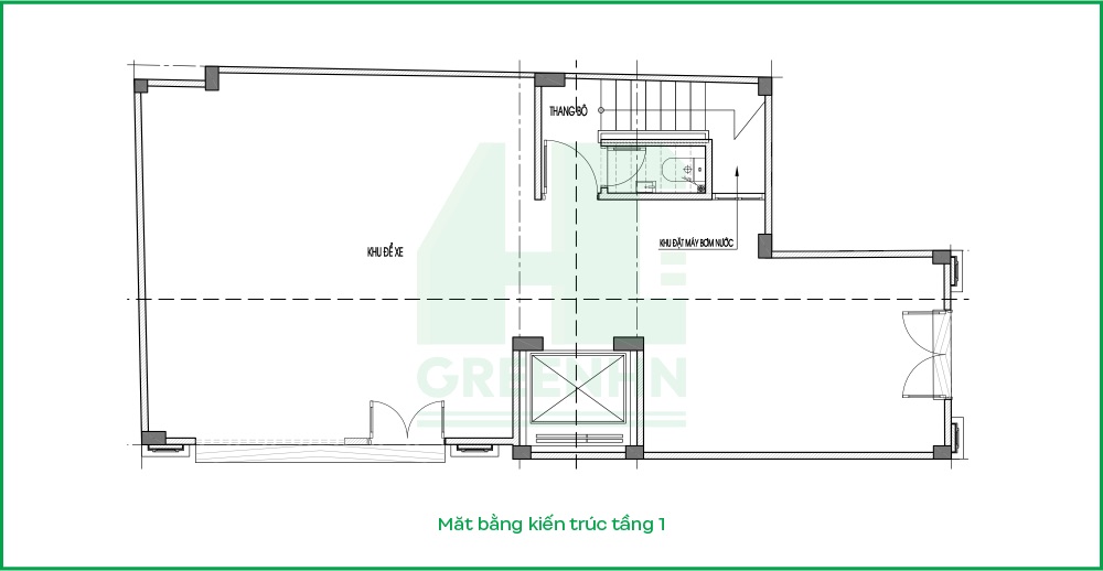 Mặt bằng tầng 1 CCMN chị Thoa - Thanh Trì