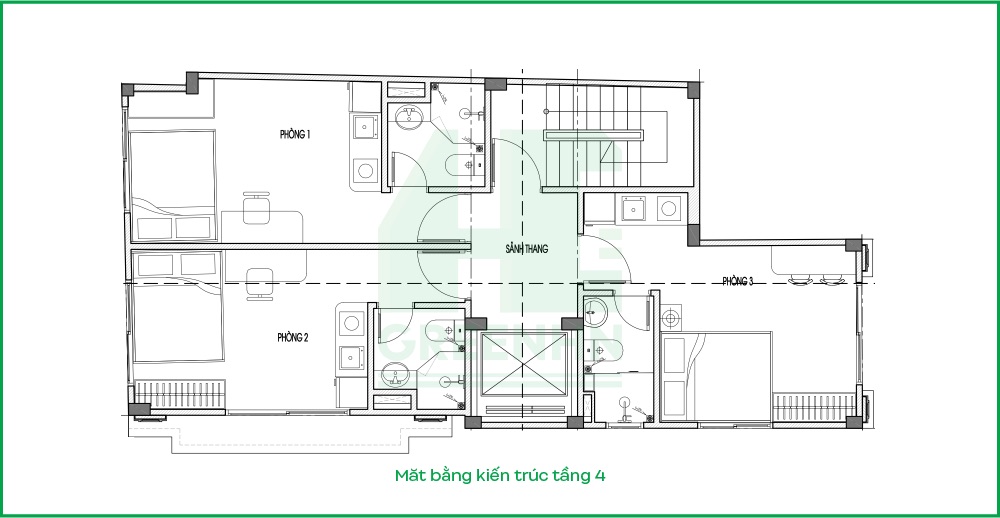 Mặt bằng tầng 4 CCMN chị Thoa - Thanh Trì