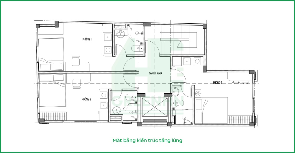 Mặt bằng tầng lửng CCMN chị Thoa - Thanh Trì