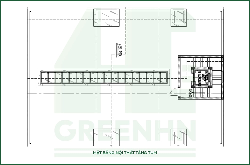 Mặt bằng tầng tum nhà chị Nguyệt Hà Nội