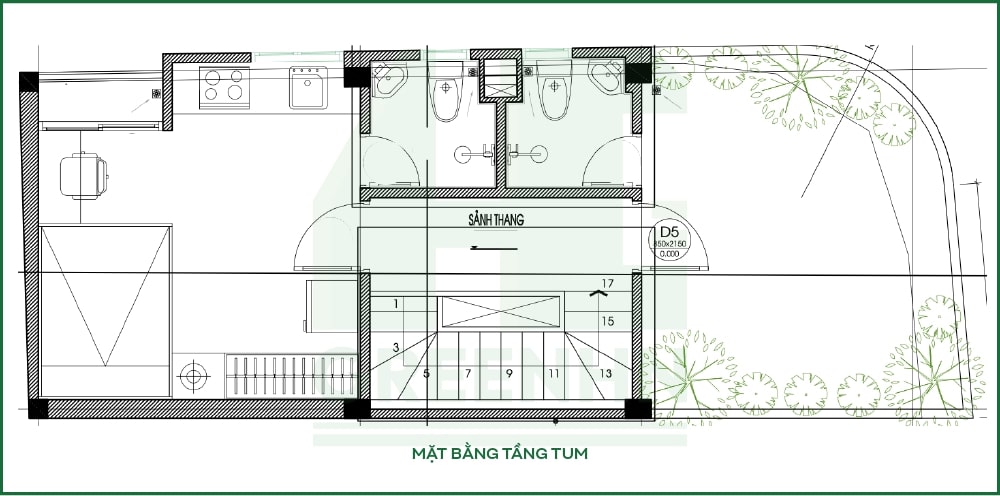 Mặt bằng kiến trúc tầng tum anh Phú - Cầu Giấy