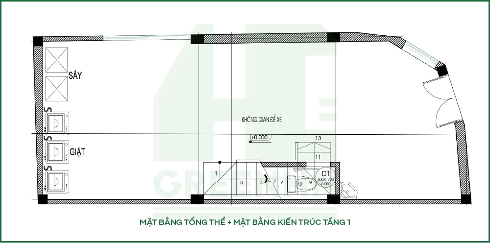 Mặt bằng kiến trúc tầng 1 anh Phú - Cầu Giấy