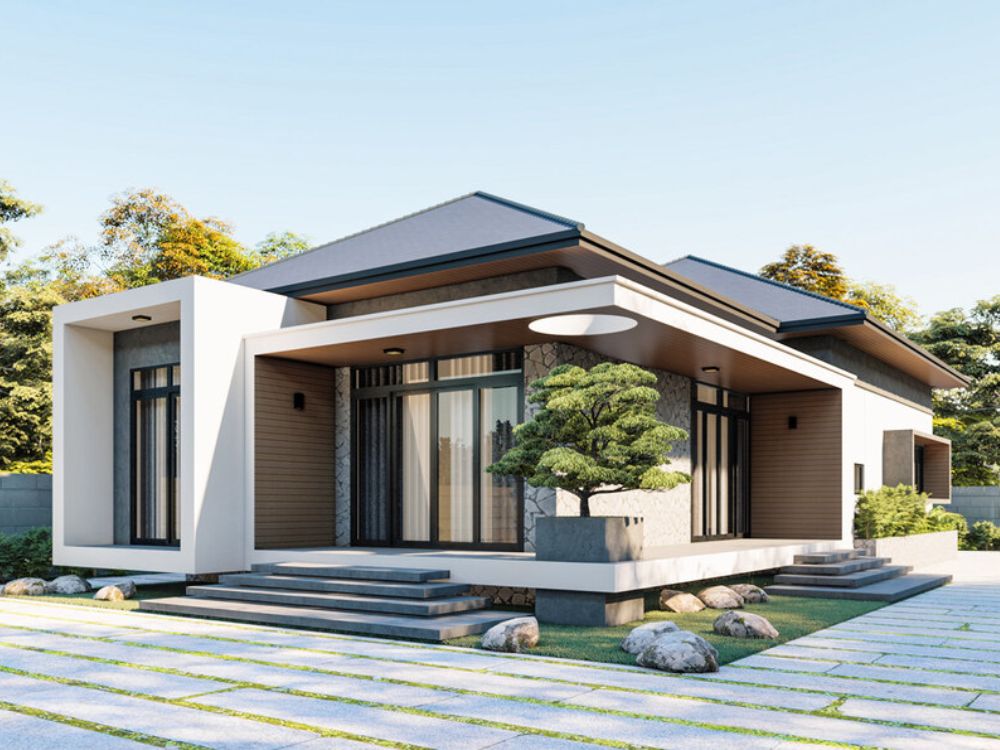 Thiết kế biệt thự 2 tỷ 1 tầng có sân vườn rộng rãi