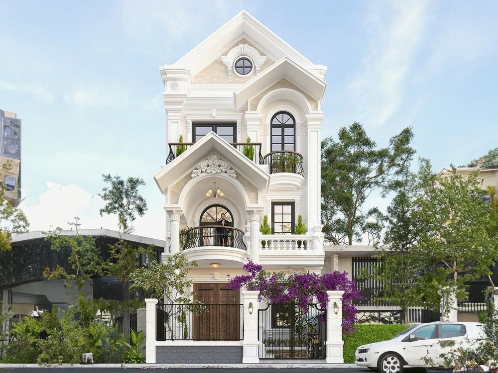 Thiết kế biệt thự 2 tỷ tân cổ điển mái Thái