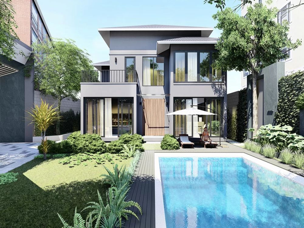 Biệt thự vườn 2 tỷ có bể bơi ngoài trời thư giãn