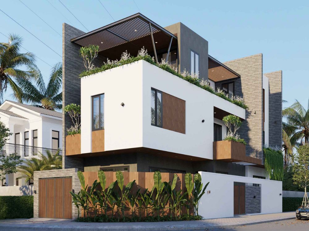 Mẫu biệt thự 2 tỷ hai mặt phố