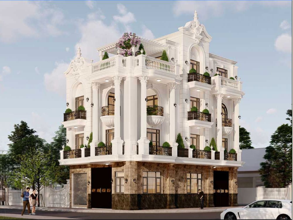 Mẫu biệt thự lô góc 2 mặt tiền với thiết kế kiểu châu Âu sang trọng