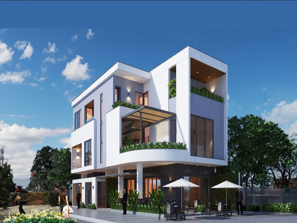 Nhà lô góc 2 mặt tiền 3 tầng phong cách hiện đại