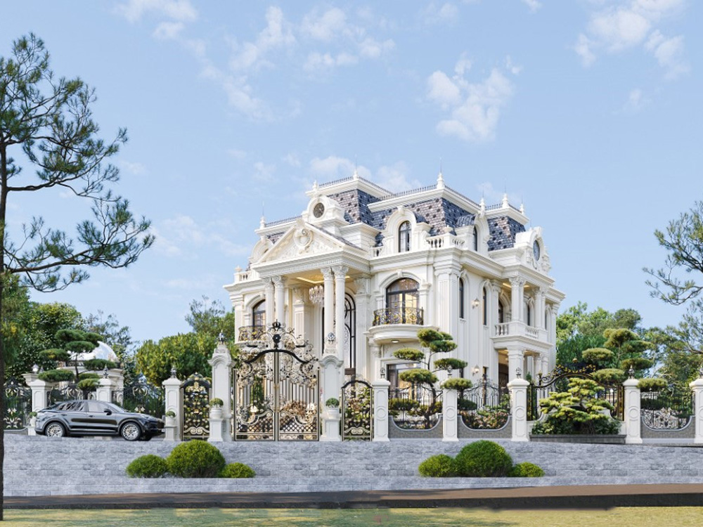 Biệt thự cổ điển rộng 1000m2 tinh tế và hài hòa, kết hợp với sân vườn hoa rực rỡ và những lối đi dát đá chắc chắn cực kì nổi bật