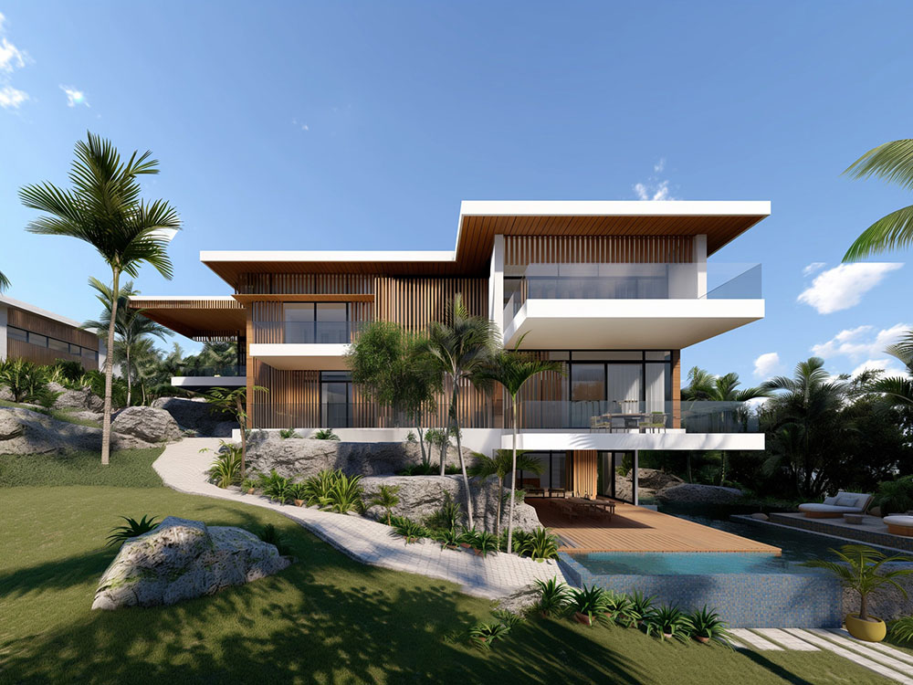 biet thu nha vuon 1000m2 dep phong cach tropical