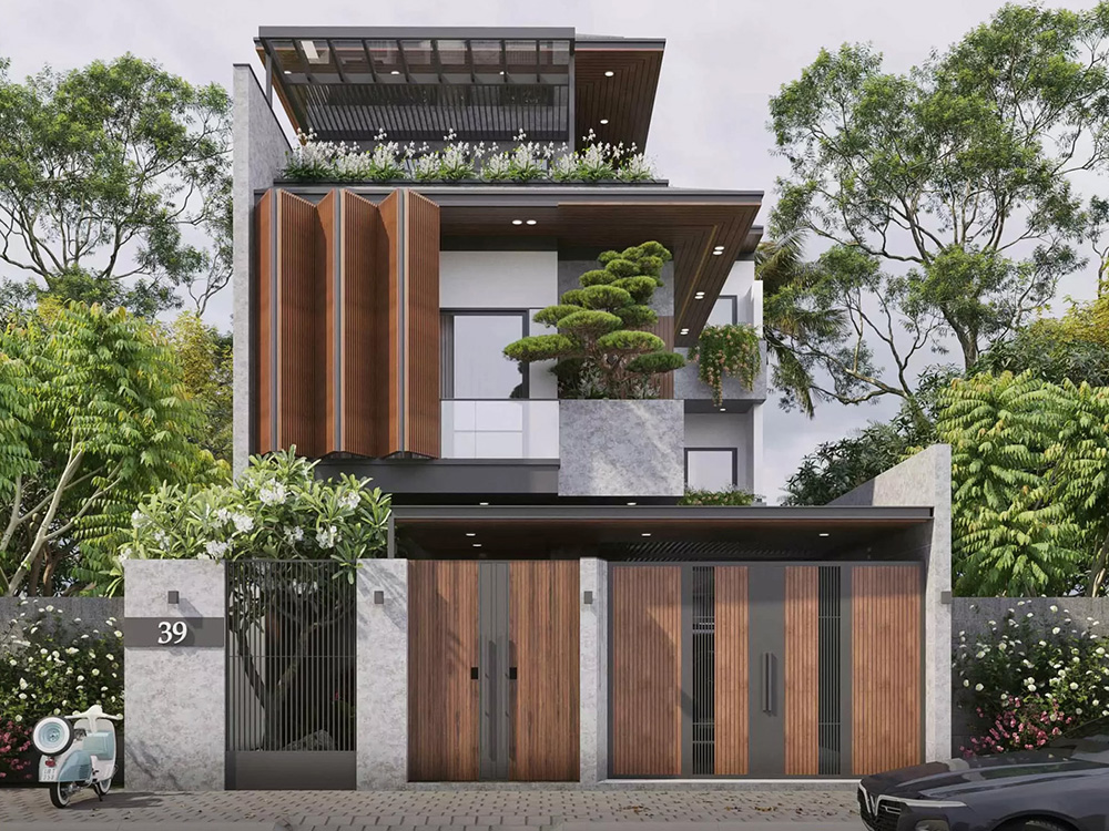 Biệt thự 300m2 với thiết kế hiện đại không gian xanh để tăng thêm sự thoáng đãng