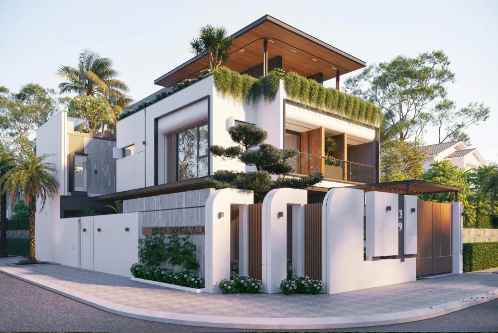 Biệt thự nhà vườn 300m2 phong cách tropical với không gian mở, cây xanh và ánh sáng tự nhiên tràn ngập