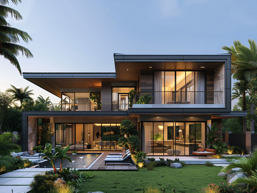 mau biet thu nha vuon 2000m2 hien dai goc chu L