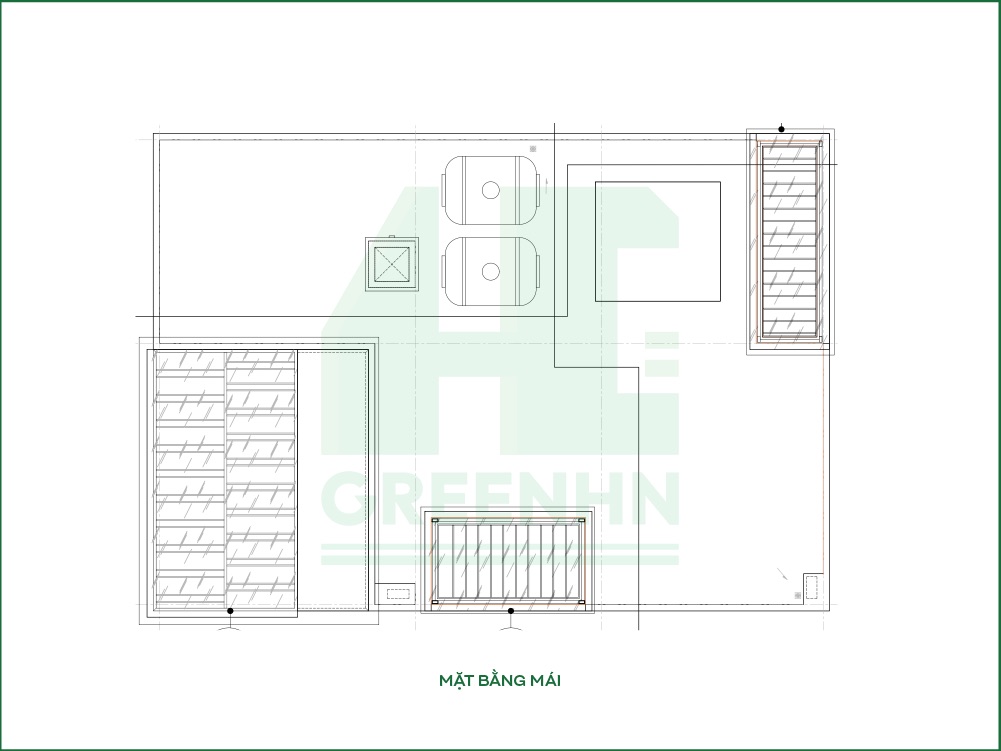 Mặt bằng công năng nhà phố kinh doanh tầng mái