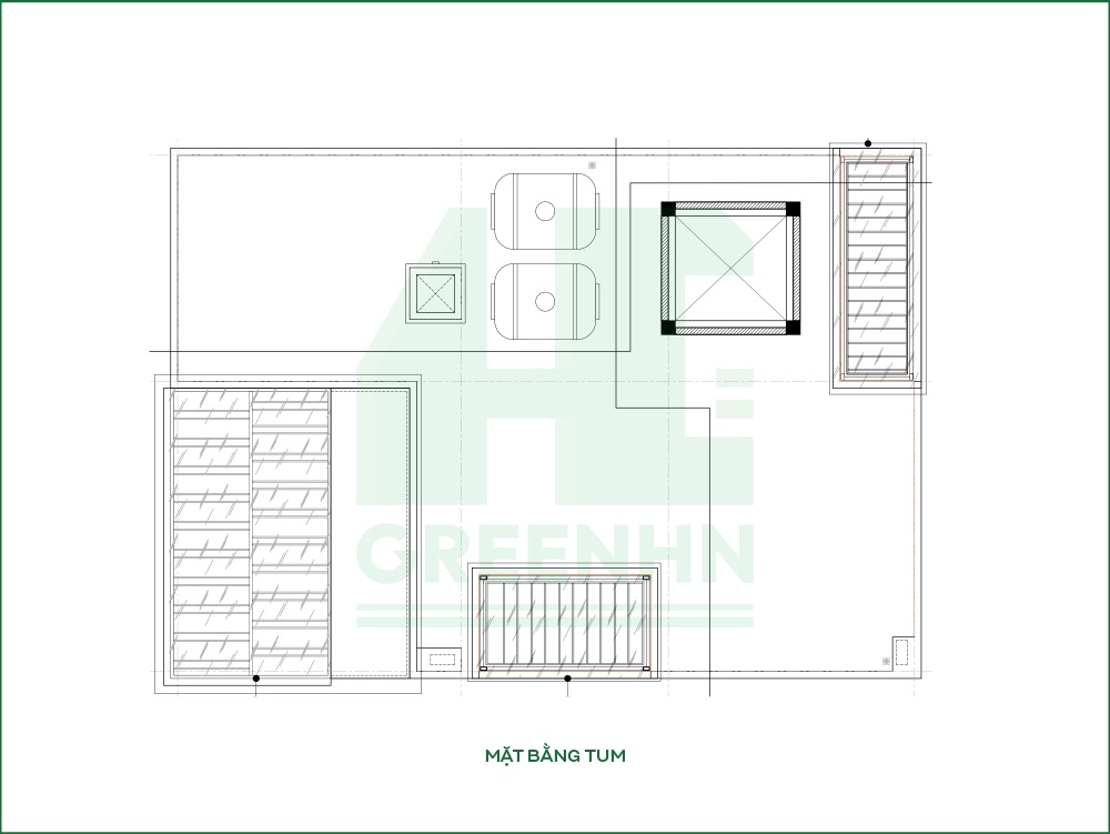 Mặt bằng công năng nhà phố kinh doanh tầng tum