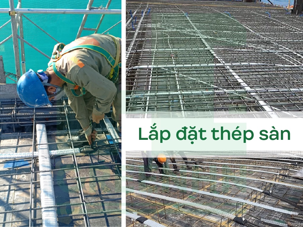 Lắp đặt thép sàn cáp dự ứng lực