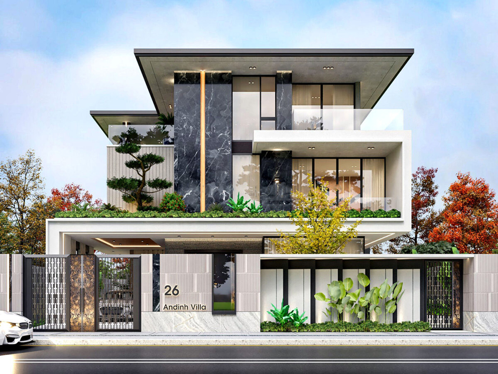 Biệt thự 3 tầng nhà vườn 500m2 hiện đại