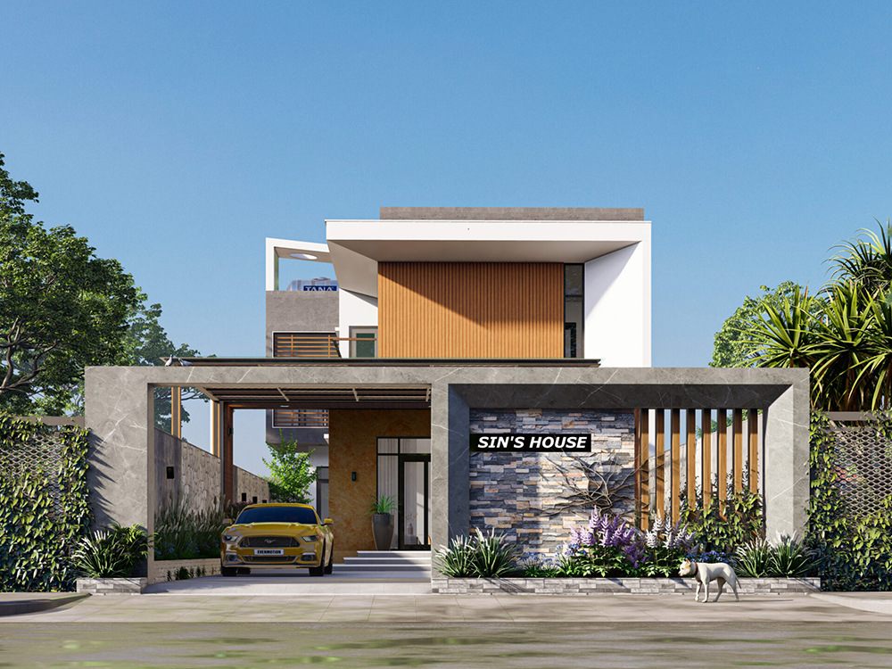 Biệt thự nhà vườn 400m² mẫu 4 với thiết kế hiện đại, tinh tế và gần gũi với thiên nhiên.