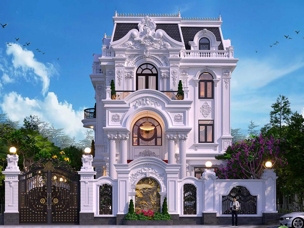 biệt thự tân cổ điển mái mansard 500m2