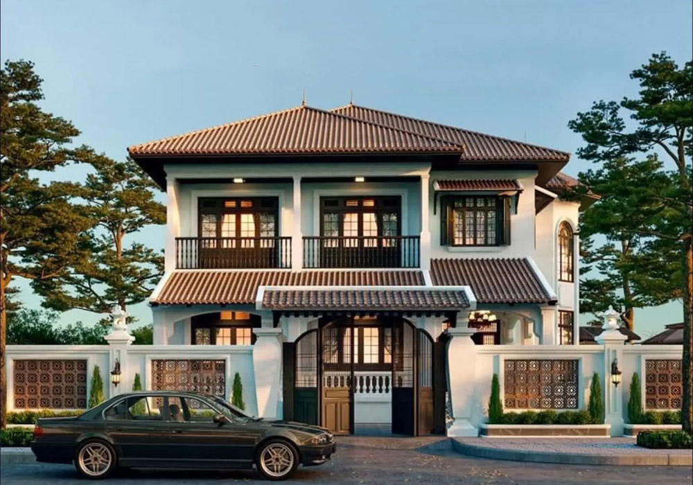 Biệt thự 3 tầng sân vườn 400m2 indochine đẹp
