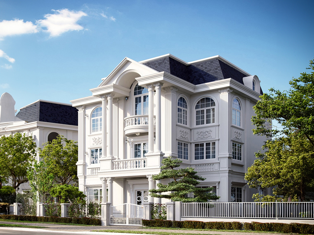 Thiết kế biệt thự Tân Cổ Điển 3 tầng với không gian sân vườn rộng 400m2