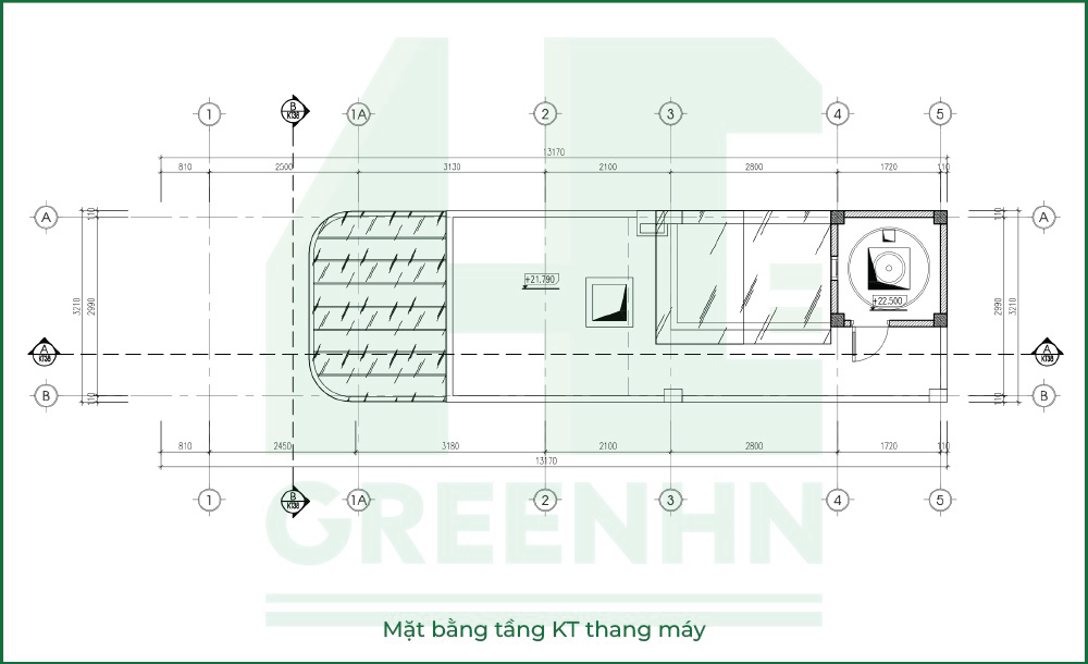 Mặt bằng tầng tum nhà 7 tầng anh Minh Hà Nội