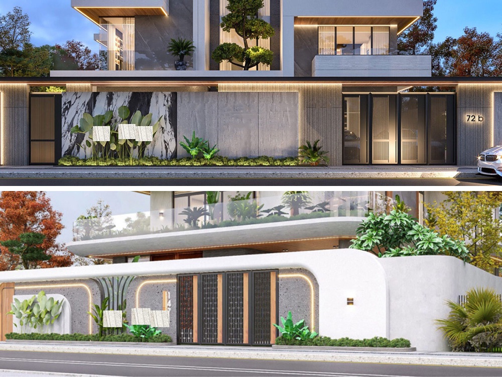Hàng rào biệt thự hiện đại với thiết kế đơn giản, nhưng tinh tế, giúp tạo nên sự sang trọng cho không gian