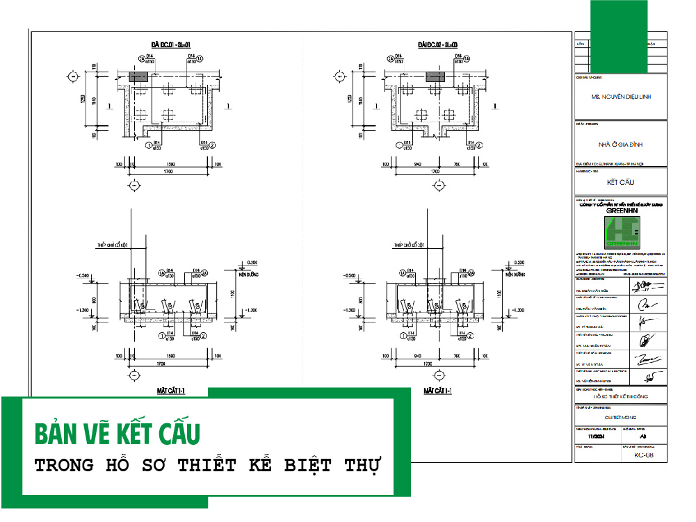 Bản vẽ kết cấu trong hồ sơ thiết kế biệt thự