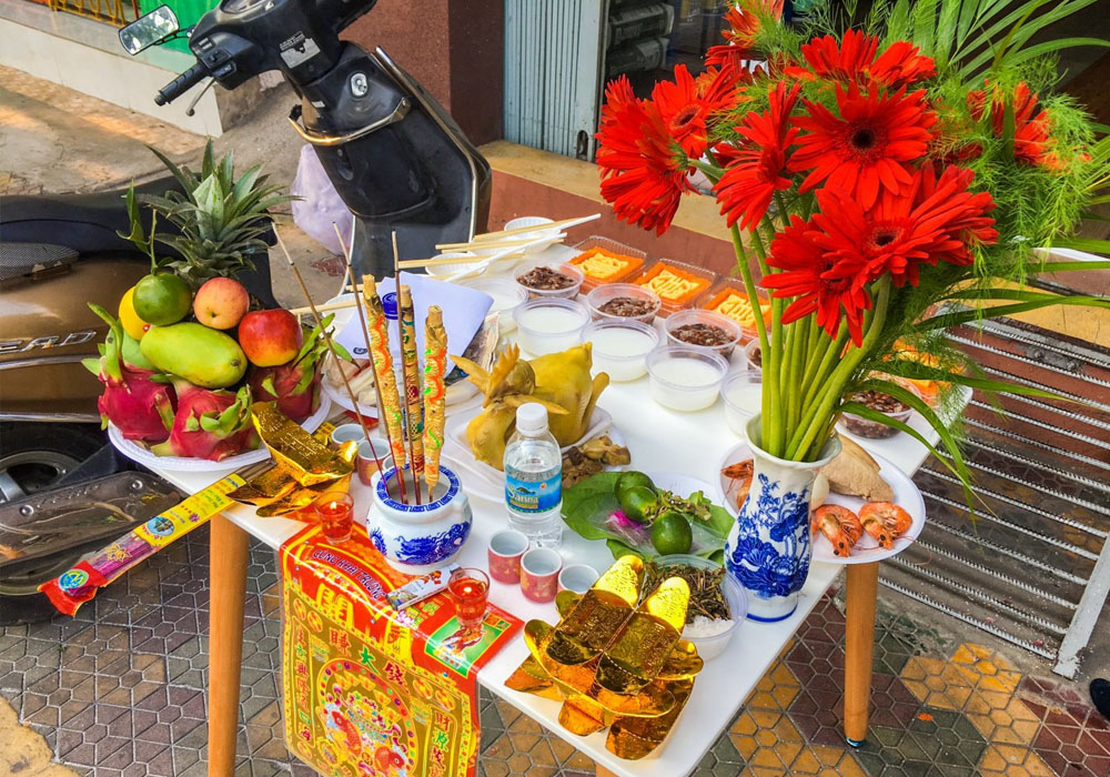Mâm ngũ quả cúng động thổ