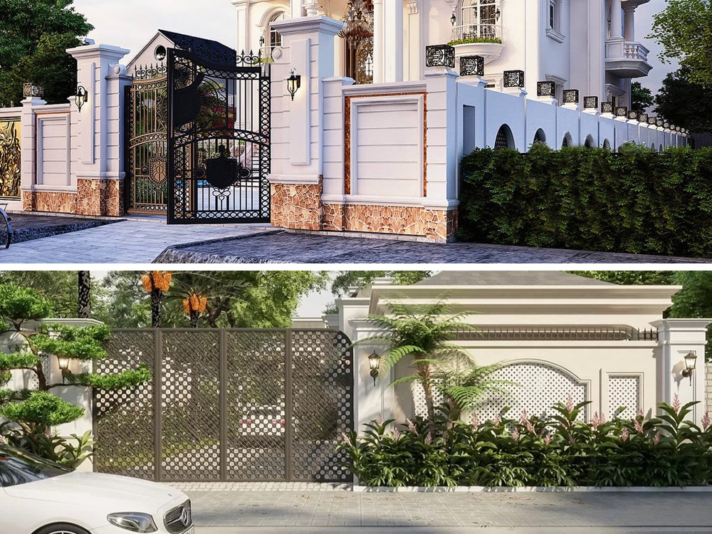 Mẫu hàng rào biệt thự địa trung hải với chi tiết mộc mạc, đơn giản