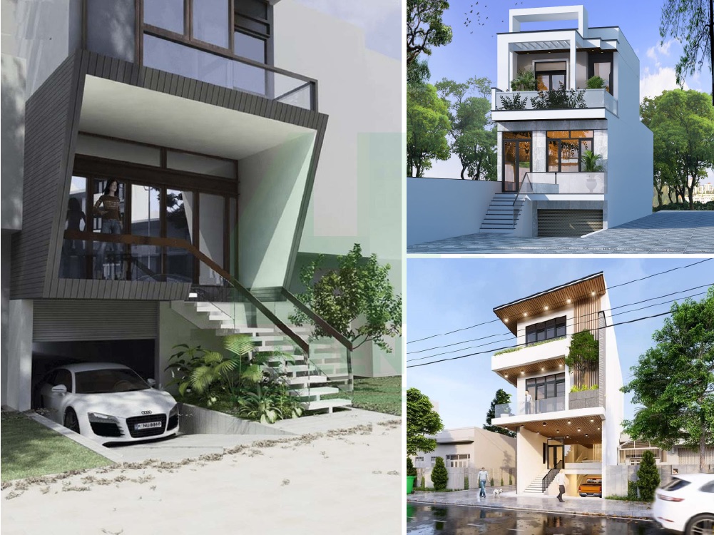 Thiết kế tầng bán hầm làm gara xe