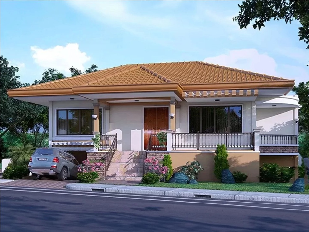 Mẫu nhà cấp 4 có tầng bán hầm