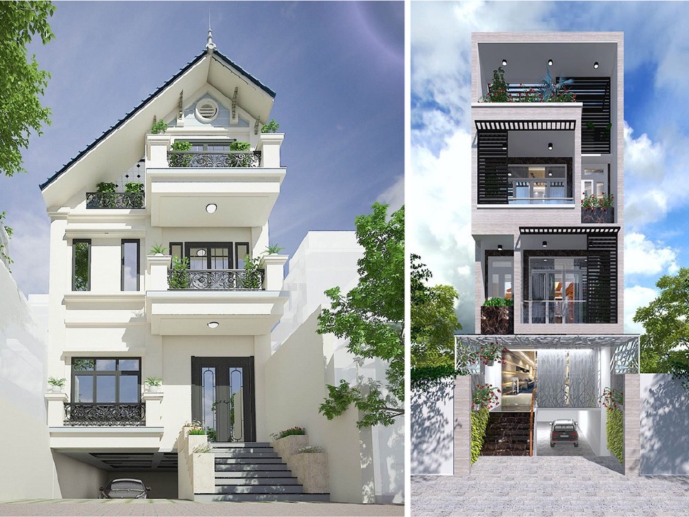Mẫu nhà ống 3 tầng có tầng hầm hiện đại